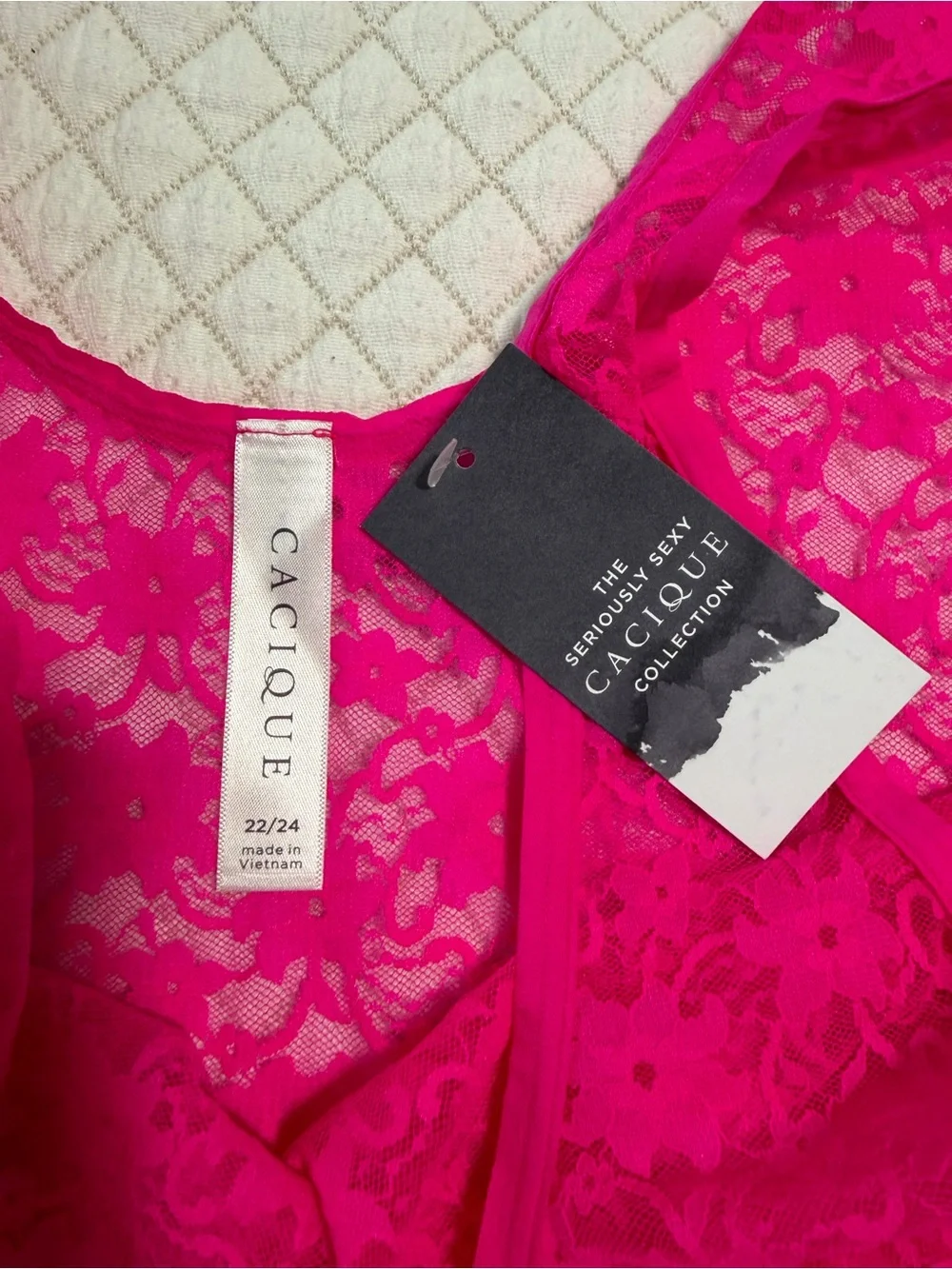NWT Cacique Seriously Sexy Pink Lace Thong Bodysuit - Size 22/24